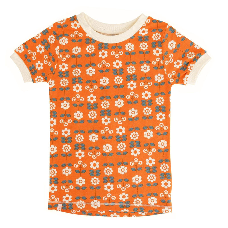 Load image into Gallery viewer, Walking At The Beach T-shirt, Orange Flowers

