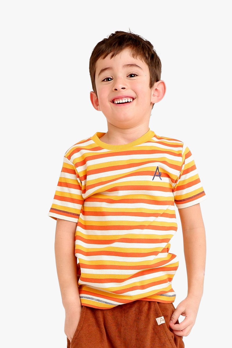 Load image into Gallery viewer, The Bell T-shirt, Citrus Retro Striped
