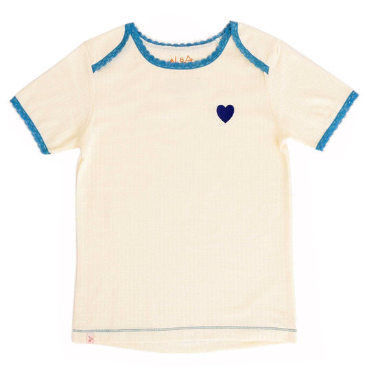 Soft organic girl long sleeve with blue heart details