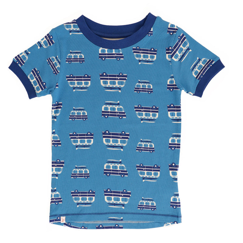 Load image into Gallery viewer, Short sleeve organic cotton t-shirt for children in blue

