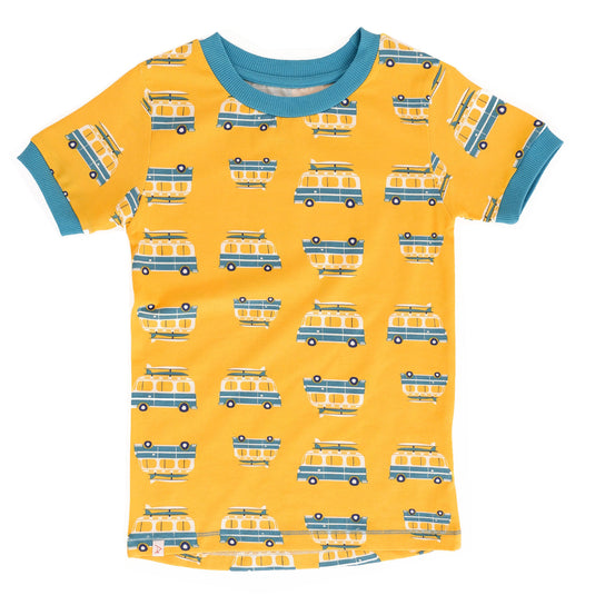 Short sleeve organic cotton t-shirt for children in yellow