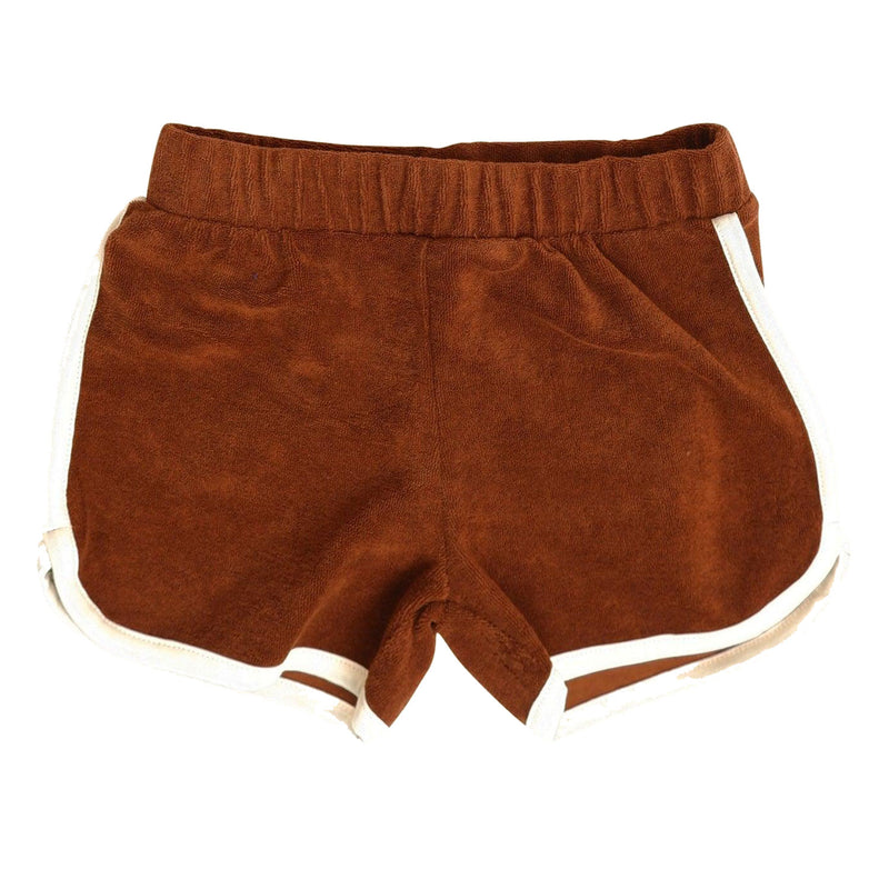 Laden Sie das Bild in Galerie -Viewer, Terry shorts in brown organic jersey for children
