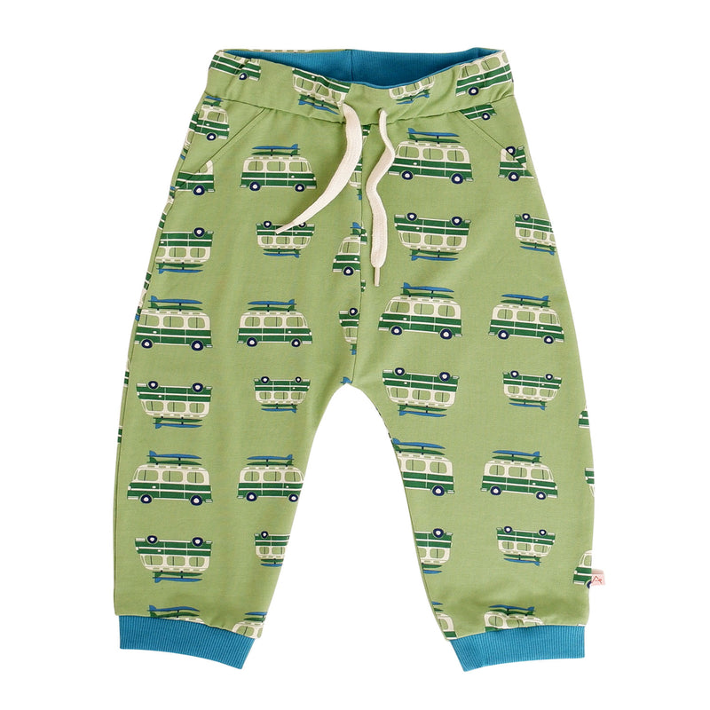 Load image into Gallery viewer, Lucca Baby Pants, Green Autovans On The Road
