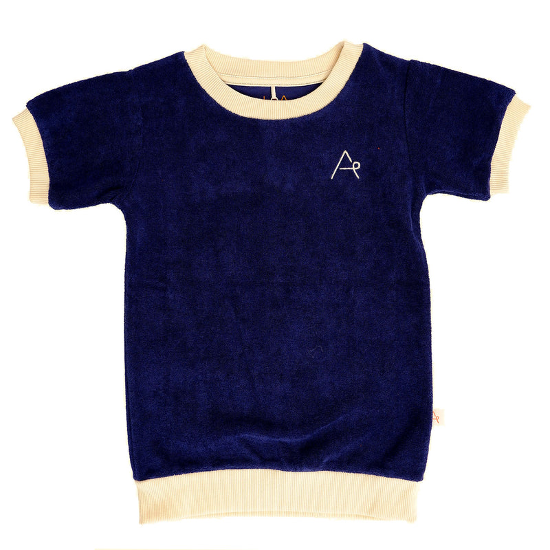 Load image into Gallery viewer, Retro T-shirt made with Navy Blue organic Terry
