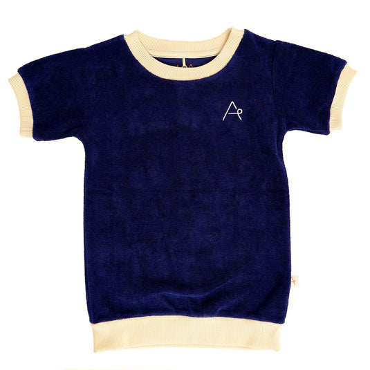 Retro T-shirt made with Navy Blue organic Terry