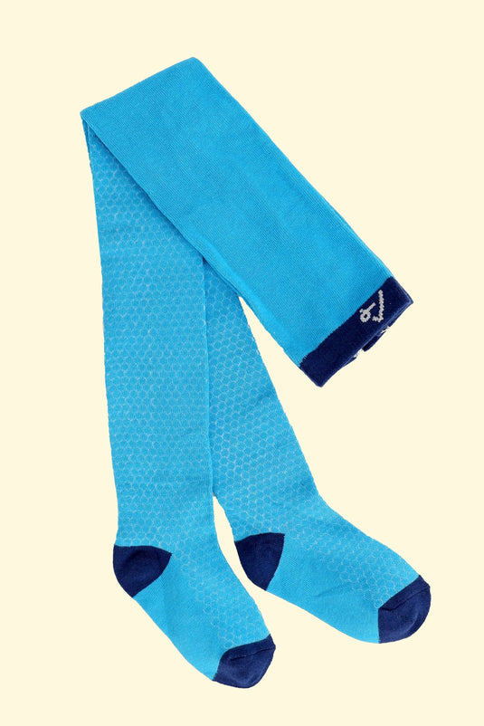 Organic and sustainable bright blue tights for children