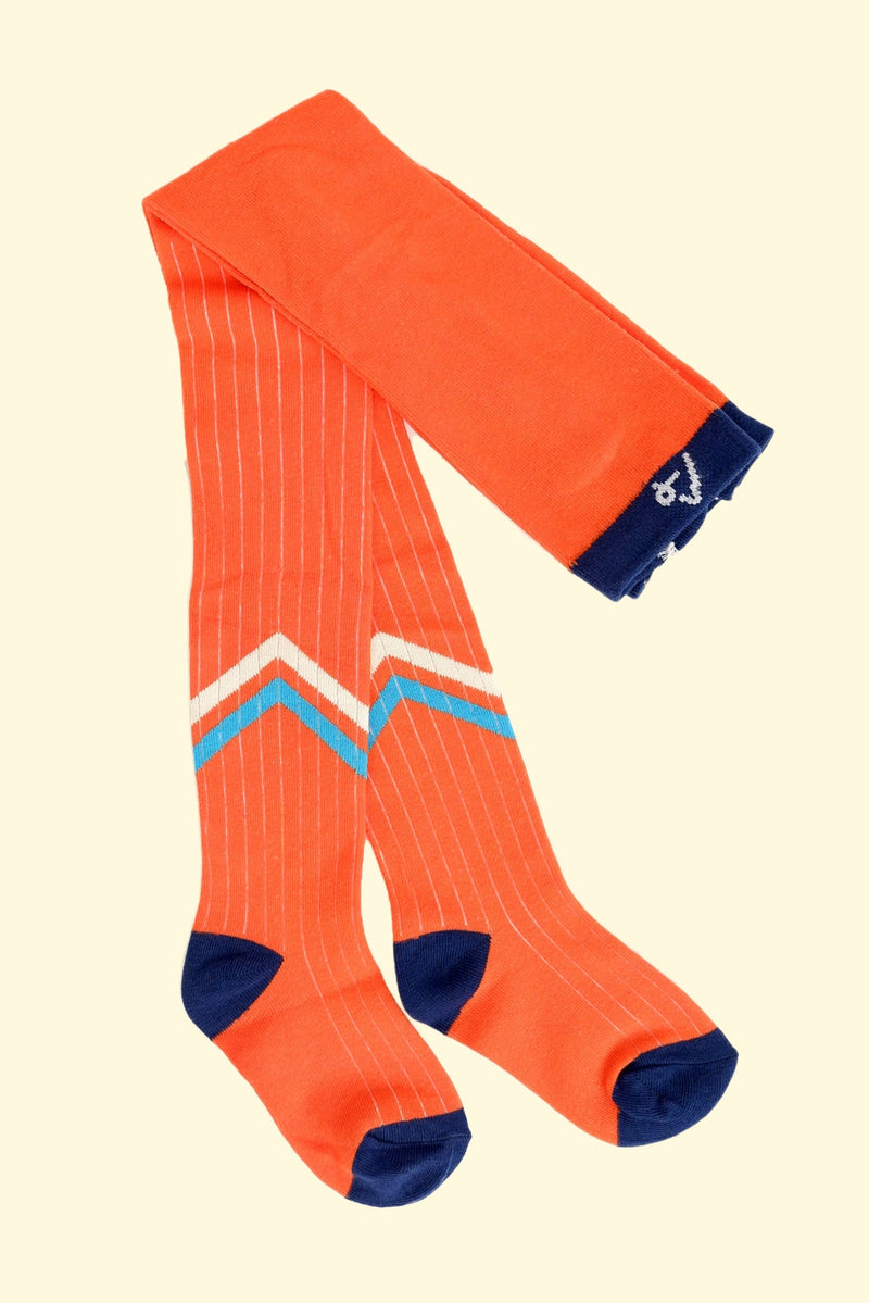 Load image into Gallery viewer, Orange and dark blue organic cotton tights for kids
