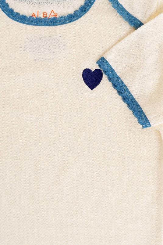 Soft organic girl long sleeve with blue heart logo detail
