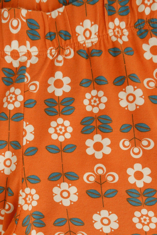 Waist detail of Jasmine leggings in organic cotton with flowers 