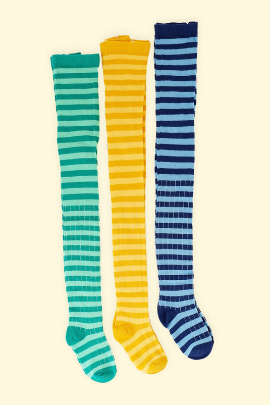 Pack of Organic and sustainable striped tights for children