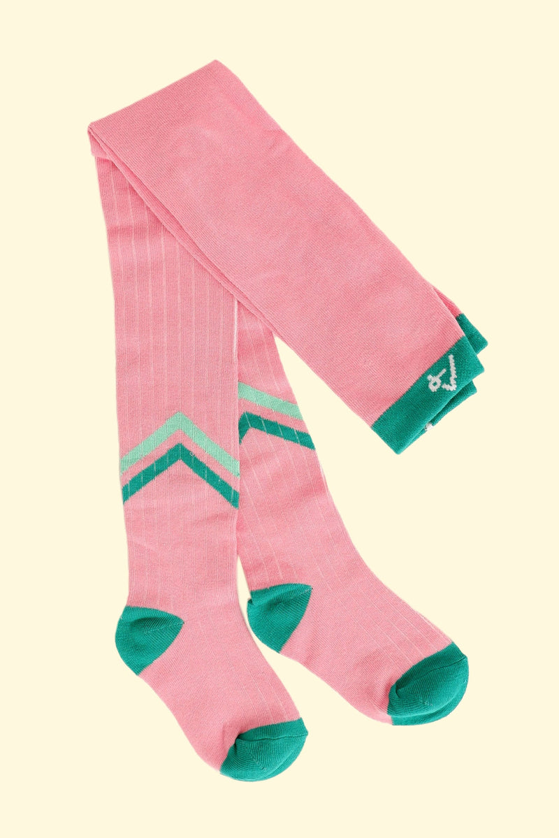 Load image into Gallery viewer, pink and green thights for kids in organic cotton
